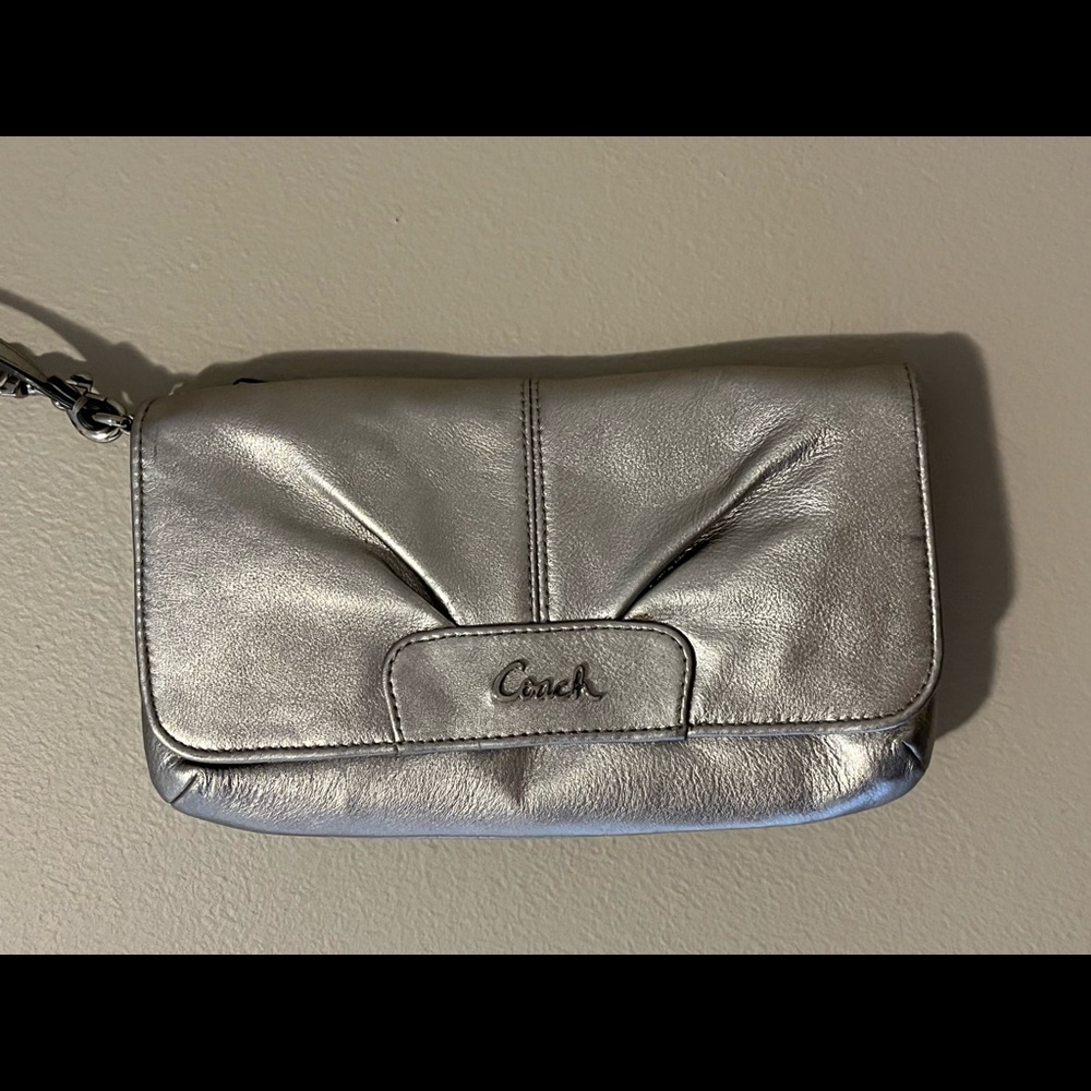 Silver Coach wristlet